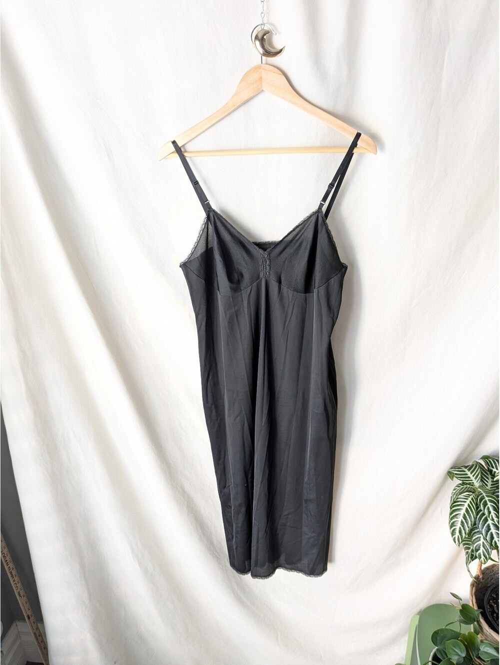 Vanity Fair Black Nylon Slip Dress